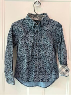 Boys' Floral Button-Up Shirt in Blue